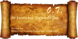 Orlovszky Tonuzóba névjegykártya